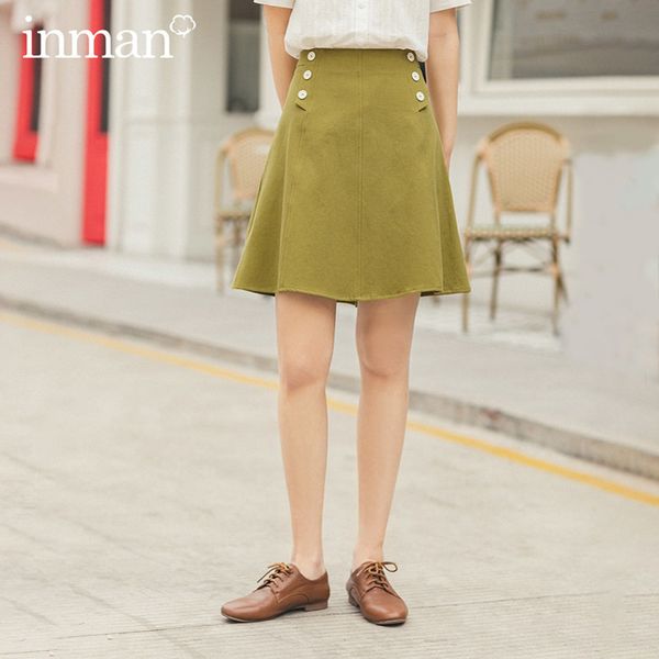 inman 2020 summer new arrival cotton double button shaped a line skirt, Black
inman 2020 summer new arrival cotton double button shaped a line skirt, Black