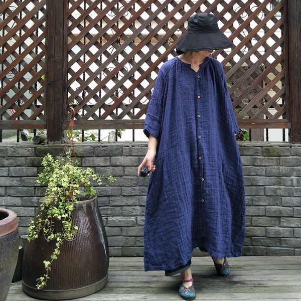 2020 female new spring original design plus size double linen wrinkle loose doll dress, White;black
2020 female new spring original design plus size double linen wrinkle loose doll dress, White;black