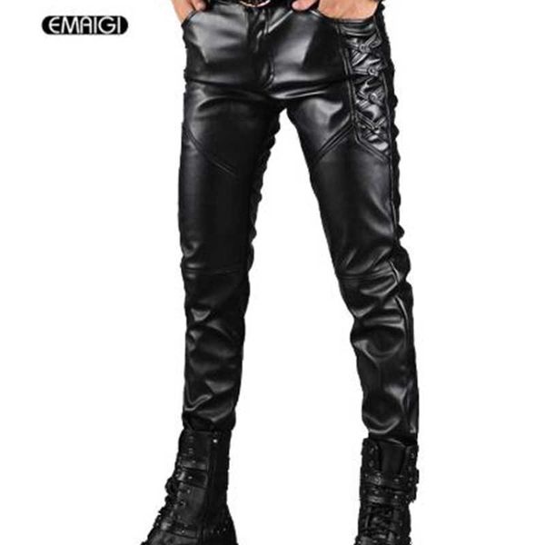men's leather pants men fashion casual pant male slim fit pu leather locomotive pants punk rock stage show clothing, Black
men's leather pants men fashion casual pant male slim fit pu leather locomotive pants punk rock stage show clothing, Black