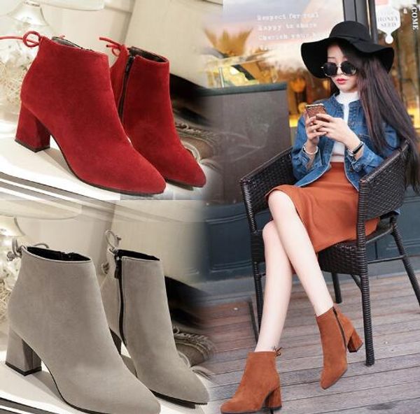 2019 autumn and winter new boots pointed bare boots thick high heel martin female large size single boots scrub short shoes wholesales, Black
2019 autumn and winter new boots pointed bare boots thick high heel martin female large size single boots scrub short shoes wholesales, Black