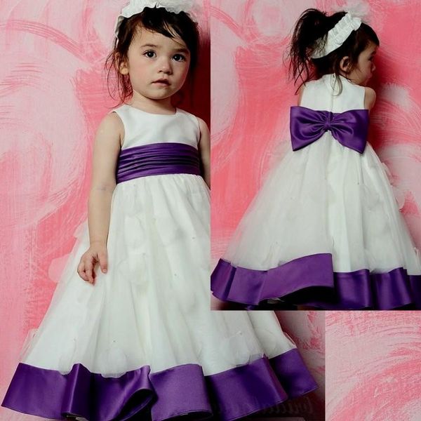 2019 round neckline sleeveless pearls a line white and purple satin flower girl dresses with bow and sashes hu1054, Red;yellow
2019 round neckline sleeveless pearls a line white and purple satin flower girl dresses with bow and sashes hu1054, Red;yellow
