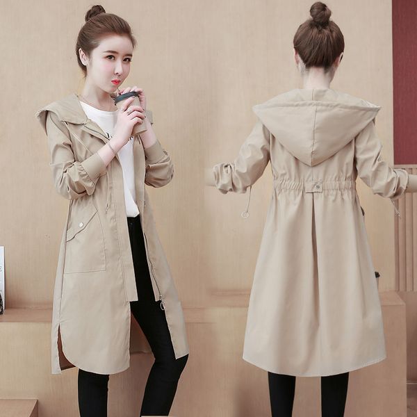 women's hooded jackets new spring autumn coat 2020 fashion loose windbreaker jacket women outwear women mid-length trench coat, Tan;black
women's hooded jackets new spring autumn coat 2020 fashion loose windbreaker jacket women outwear women mid-length trench coat, Tan;black