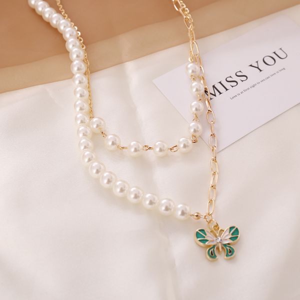 pearl multi-layer butterfly pendant necklace for women pearls beads metal chain necklace fashion jewelry, Silver
pearl multi-layer butterfly pendant necklace for women pearls beads metal chain necklace fashion jewelry, Silver