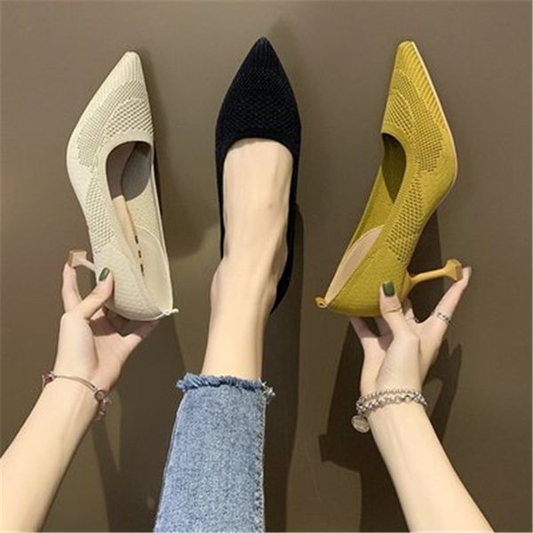 spring new work shoes woman pointed stiletto knit singles high heel women's wild shallow mouth pumps women's shoes black yellow
spring new work shoes woman pointed stiletto knit singles high heel women's wild shallow mouth pumps women's shoes black yellow