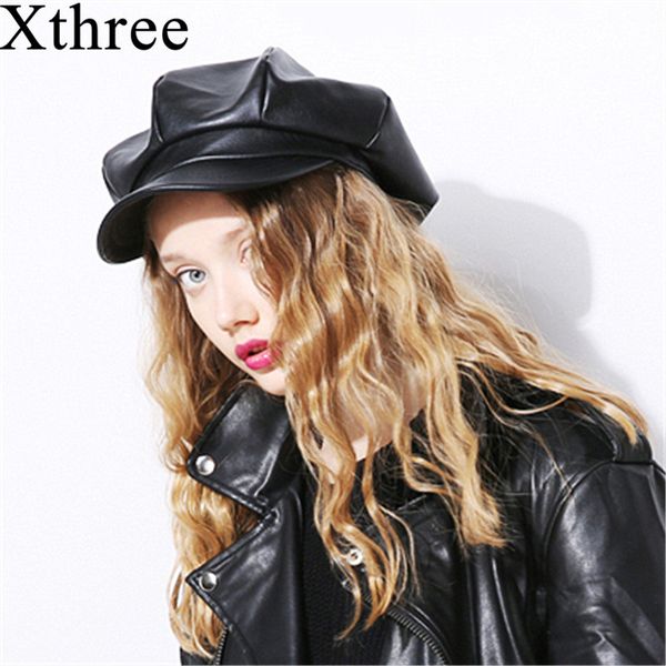 xthree spring auturn pu leather women's hat cap fashion octagonal hat with visor girl, Blue;gray
xthree spring auturn pu leather women's hat cap fashion octagonal hat with visor girl, Blue;gray