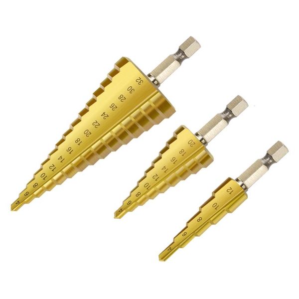 4-12/20/32mm step drill bit hss titanium coated step cone metal hole cutter metal hex tapered drill power tools accessories
4-12/20/32mm step drill bit hss titanium coated step cone metal hole cutter metal hex tapered drill power tools accessories