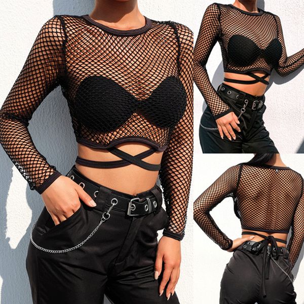 fashion women casual loose solid see-through sheer mesh fishnet t-shirt crop tee pullover clothes for girls, White
fashion women casual loose solid see-through sheer mesh fishnet t-shirt crop tee pullover clothes for girls, White