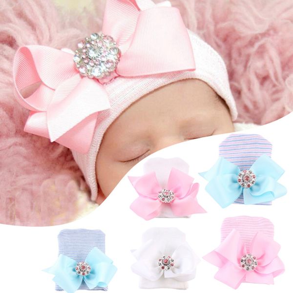 brand new hospital hat infant newborn caps cute for baby big bow soft, Yellow