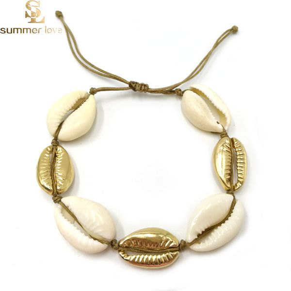 beach natural and zinc alloy shell charm bracelet necklace beige cord gold color hand-woven one set necklace for women gift, Silver
beach natural and zinc alloy shell charm bracelet necklace beige cord gold color hand-woven one set necklace for women gift, Silver