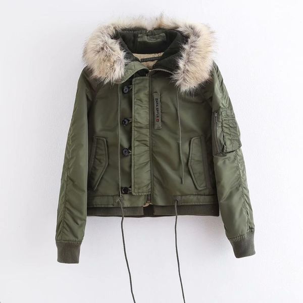casual army green woman parka cotton clothing 2019 winter new fashion short fur hooded female coat elegant sheath ladies coat, Black
casual army green woman parka cotton clothing 2019 winter new fashion short fur hooded female coat elegant sheath ladies coat, Black