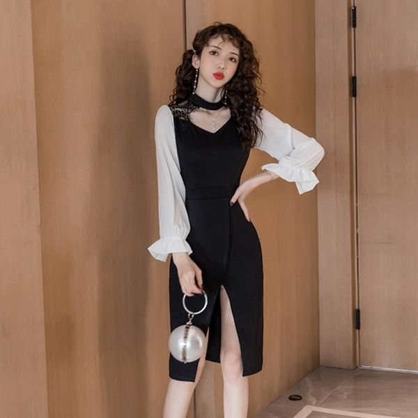 women dresses french retro small black dress 2020 early autumn new hepburn style contrasting color hollow slim temperament slit dress women, White;black
women dresses french retro small black dress 2020 early autumn new hepburn style contrasting color hollow slim temperament slit dress women, White;black
