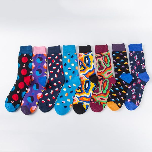 

harajuku happy short socks men's funny avatar combed cotton casual men socks colorful novelty skateboard women mm18003, Black