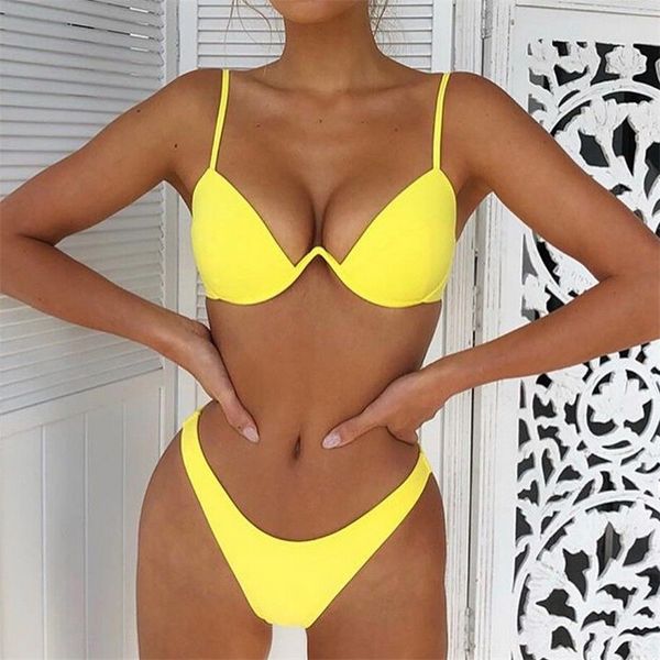 women push-up bandage bikini solid color swimsuit low waist triangle swimwear bathing suit maillot de bain femme, White;black
women push-up bandage bikini solid color swimsuit low waist triangle swimwear bathing suit maillot de bain femme, White;black