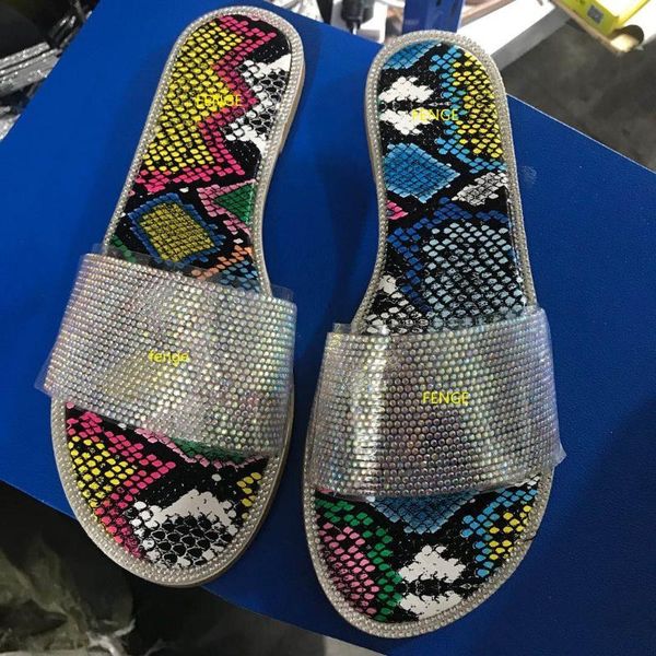 diamond set slippers women's sandals flat beach slippers serpentine diamond color sequin color fluorescent ladies, Black
diamond set slippers women's sandals flat beach slippers serpentine diamond color sequin color fluorescent ladies, Black