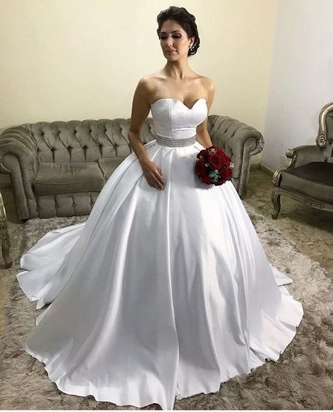 ball gown white satin wedding dresses sweetheart beaded waist elegant bridal wedding gowns vestidos de novia 20120
ball gown white satin wedding dresses sweetheart beaded waist elegant bridal wedding gowns vestidos de novia 20120