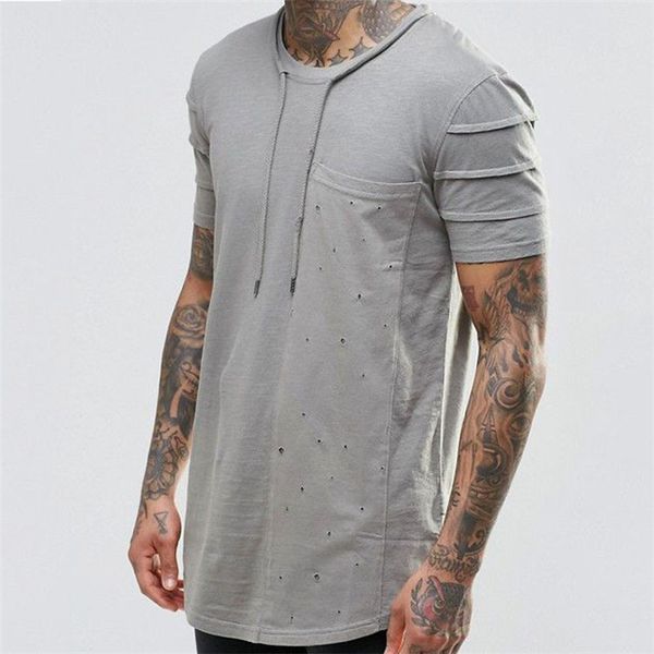 mens summer tshirts panelled holes slim male tshirts designer street style crew neck solid color homme tees, White;black
mens summer tshirts panelled holes slim male tshirts designer street style crew neck solid color homme tees, White;black