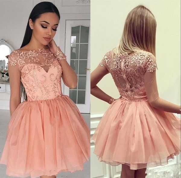 2019 illusion long sleeve cocktail dresses sheer jewel neck coral girls homecoming dress short party gown bc1579, Black
2019 illusion long sleeve cocktail dresses sheer jewel neck coral girls homecoming dress short party gown bc1579, Black