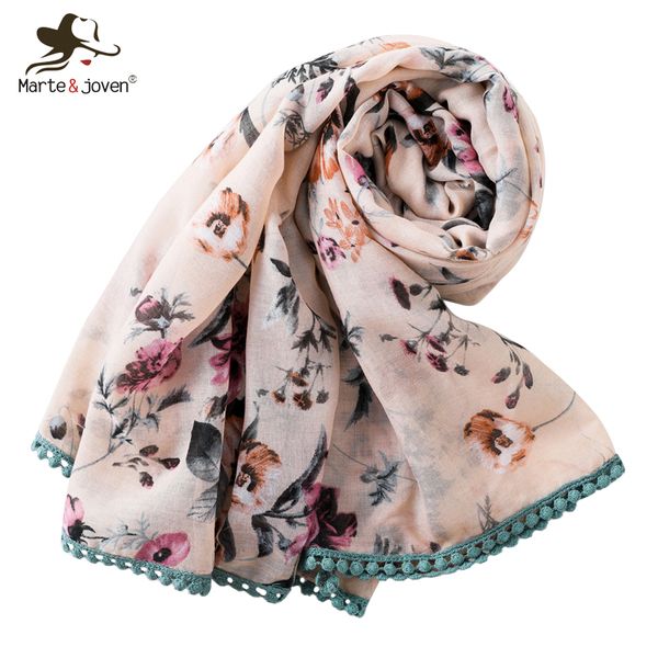 marte&joven elegant flower print lace fringe pink scarf for women fashion spring autumn long shawls wraps ladies beautiful hijab y200104, Blue;gray
marte&joven elegant flower print lace fringe pink scarf for women fashion spring autumn long shawls wraps ladies beautiful hijab y200104, Blue;gray