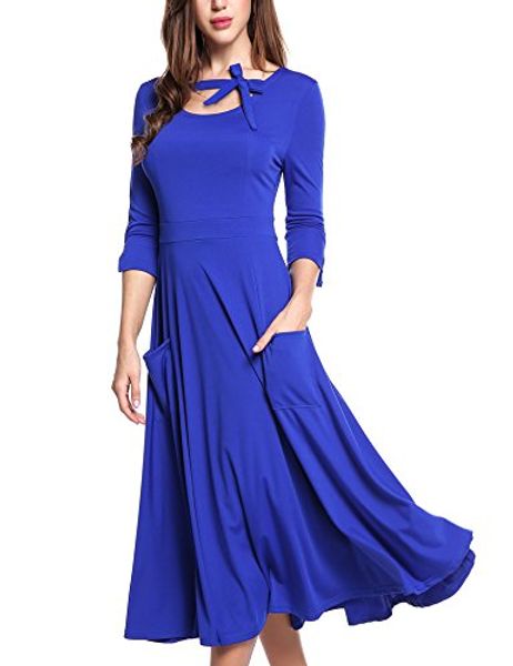 acevog women's 3/4 sleeve pockets swing loose casual flare midi long dress, Black;gray
acevog women's 3/4 sleeve pockets swing loose casual flare midi long dress, Black;gray