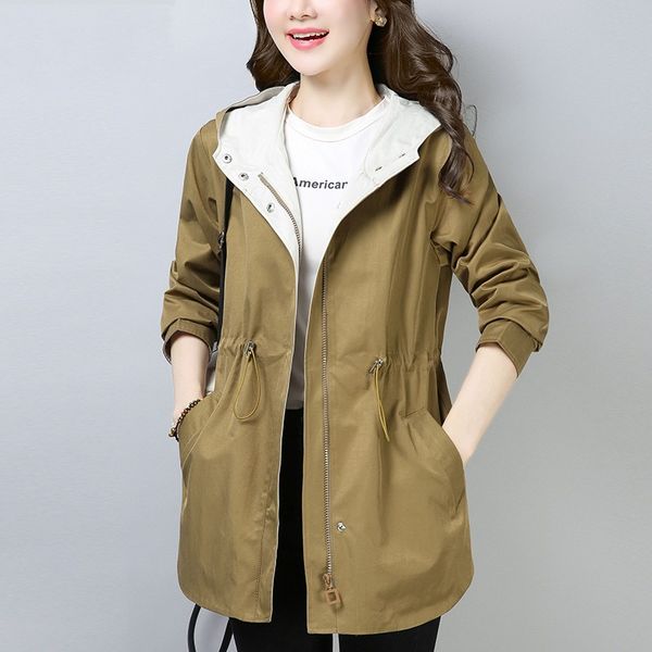 women's trench coats spring autumn coat female 2021 fashion loose zipper hooded overcoat solid color casual plus size womens windbreake, Tan;black
women's trench coats spring autumn coat female 2021 fashion loose zipper hooded overcoat solid color casual plus size womens windbreake, Tan;black