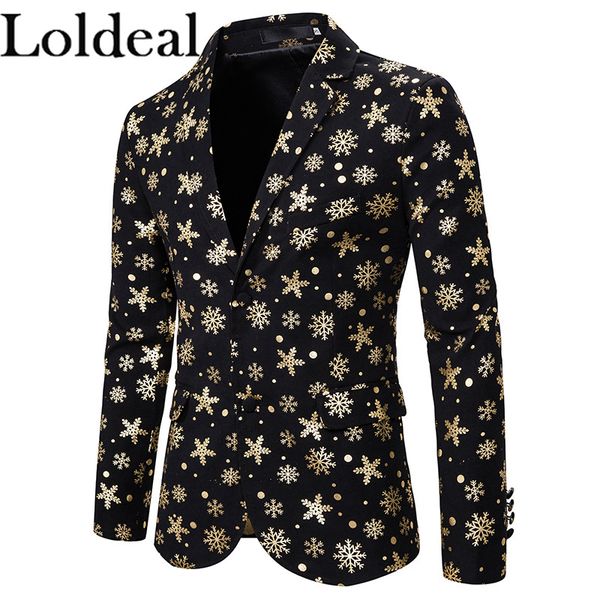 loldeal christmas men blazer bronzing snowflake blazers men two button single breasted mens suit jacket, White;black
loldeal christmas men blazer bronzing snowflake blazers men two button single breasted mens suit jacket, White;black