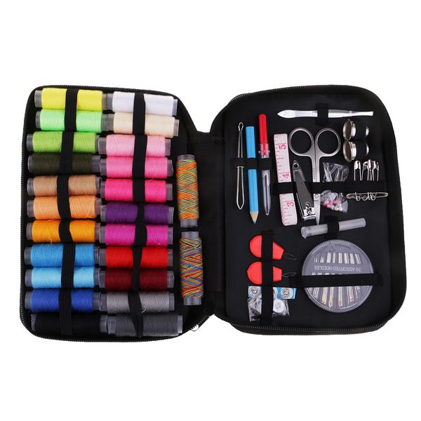 sewing kit for home travel and emergencies with 97pcs threader needle thread tape measure scissor thimble box, Black
sewing kit for home travel and emergencies with 97pcs threader needle thread tape measure scissor thimble box, Black