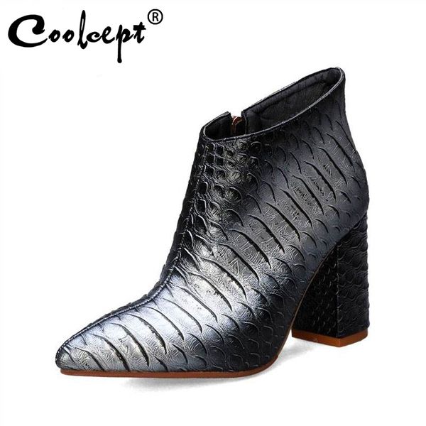 coolcept plus size 33-43 women ankle boots snake print fall winter office shoes women pointed toe square heel footwear, Black
coolcept plus size 33-43 women ankle boots snake print fall winter office shoes women pointed toe square heel footwear, Black