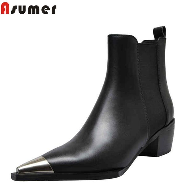 asumer 2020 new full genuine leather boots women shoes metal pointed toe square heel black autumn winter shoes ankle boots
asumer 2020 new full genuine leather boots women shoes metal pointed toe square heel black autumn winter shoes ankle boots