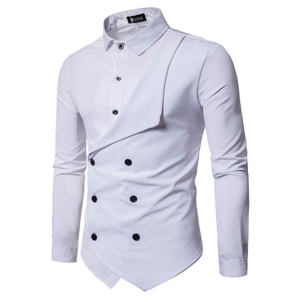 men shirt 2018 spring new brand men's slim fit dress shirt male long sleeves fake two casual camisa masculina size -xxl, White;black
men shirt 2018 spring new brand men's slim fit dress shirt male long sleeves fake two casual camisa masculina size -xxl, White;black