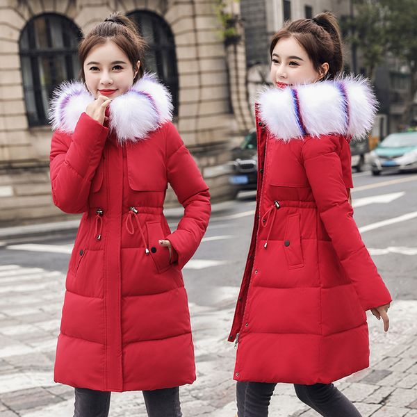 long slim cotton-padded parkas quilted coats jacket women winter solid color fur collar hooded outerwear zipper overcoats, Black
long slim cotton-padded parkas quilted coats jacket women winter solid color fur collar hooded outerwear zipper overcoats, Black