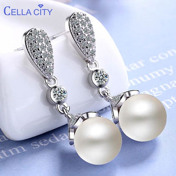 cellacity classic 925 silver drop earrings for woman with 10mm round shape pearl silver jewelry wedding party girl gift, Golden;silver
cellacity classic 925 silver drop earrings for woman with 10mm round shape pearl silver jewelry wedding party girl gift, Golden;silver