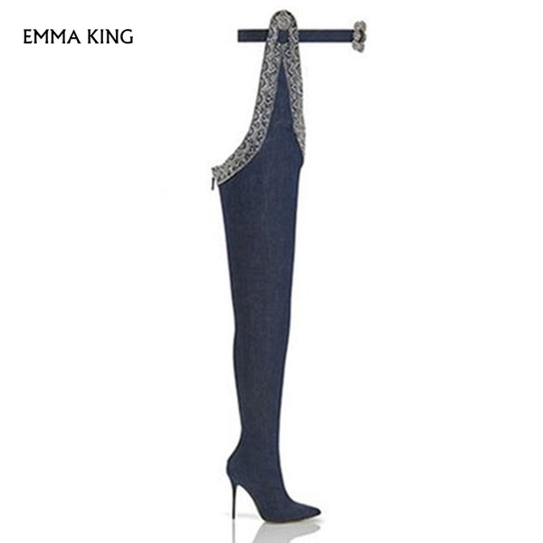 blue botas mujer over the knee boots point toe rhinestone belt decor thigh high party shoes woman cowboy high heels ladies, Black
blue botas mujer over the knee boots point toe rhinestone belt decor thigh high party shoes woman cowboy high heels ladies, Black