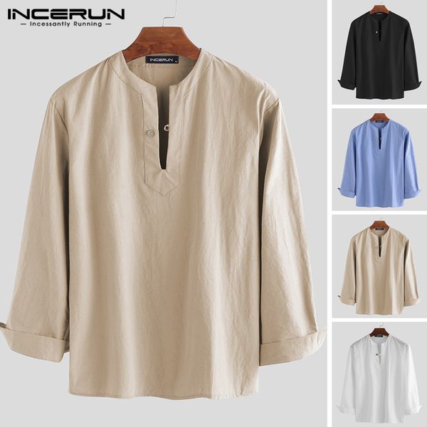 incerun vintage men brand shirt cotton stylish fitness long sleeve v neck camisa solid color leisure men casual shirts 2019, White;black
incerun vintage men brand shirt cotton stylish fitness long sleeve v neck camisa solid color leisure men casual shirts 2019, White;black
