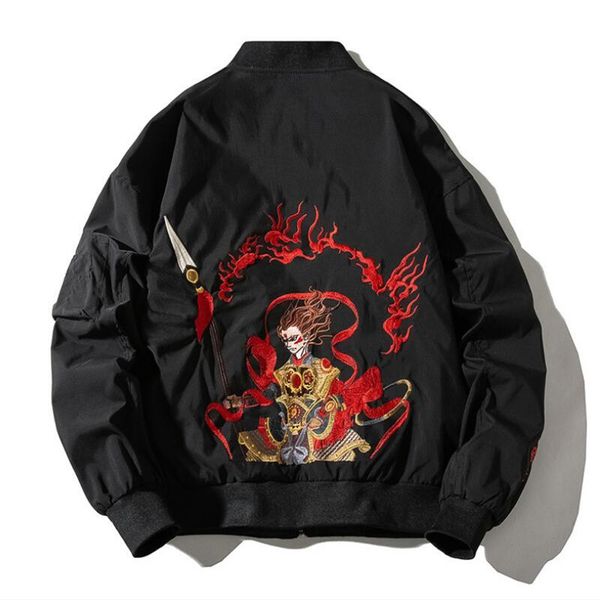 bomber jacket men mythical cartoon nezha embroidery pilot jacket retro punk hip hop autumn youth streetwear high street, Black;brown
bomber jacket men mythical cartoon nezha embroidery pilot jacket retro punk hip hop autumn youth streetwear high street, Black;brown