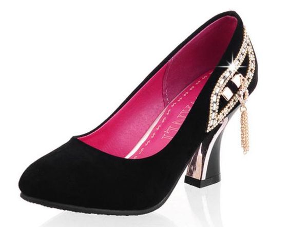 2019 suede women's shoes in spring and autumn with new style high heel coarse heel round head@47, Black
2019 suede women's shoes in spring and autumn with new style high heel coarse heel round head@47, Black