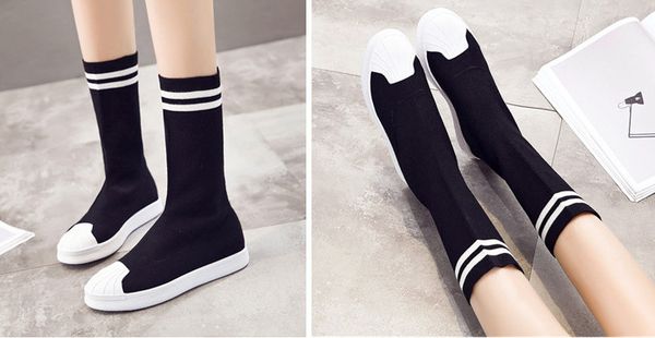 winter new fashion casual half boots knit stockings shoes breathable flat boots black white mixed color comfortable boots tide
winter new fashion casual half boots knit stockings shoes breathable flat boots black white mixed color comfortable boots tide