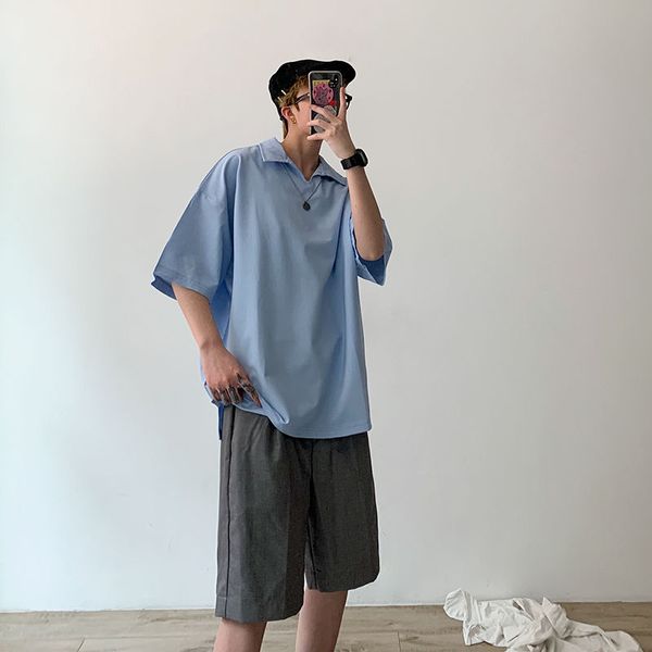 men's casual shirts korean pullover shirt fashion solid color cotton dress men streetwear wild loose short sleeve mens, White;black
men's casual shirts korean pullover shirt fashion solid color cotton dress men streetwear wild loose short sleeve mens, White;black