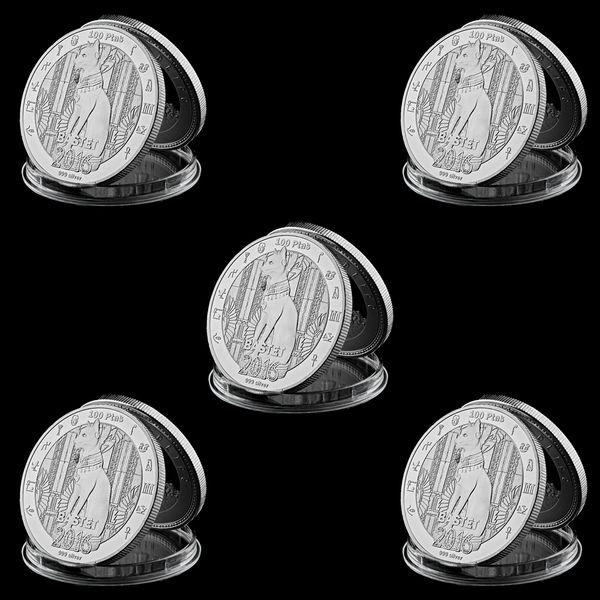 5pcs metal craft egyptian mythology cat god bastet badge with silver plated 1oz commemorative coin home decor
5pcs metal craft egyptian mythology cat god bastet badge with silver plated 1oz commemorative coin home decor