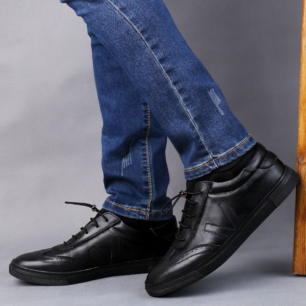 spring/autumn leather shoes mens elastic band casual shoes men good quality fashion men sneakers big size, Black
spring/autumn leather shoes mens elastic band casual shoes men good quality fashion men sneakers big size, Black