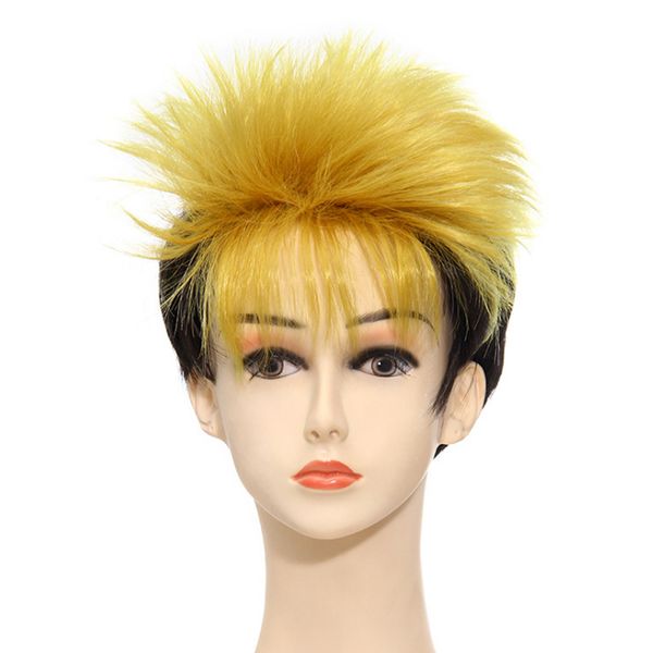 fashion girls cosplay short straight hair wig party wig black yellow