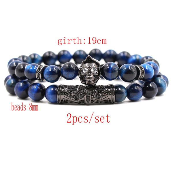 personality micro inset zircon curved tube skull accessories bangle natural blue tiger eye stone elastic bead bracelet unisex, Black
personality micro inset zircon curved tube skull accessories bangle natural blue tiger eye stone elastic bead bracelet unisex, Black