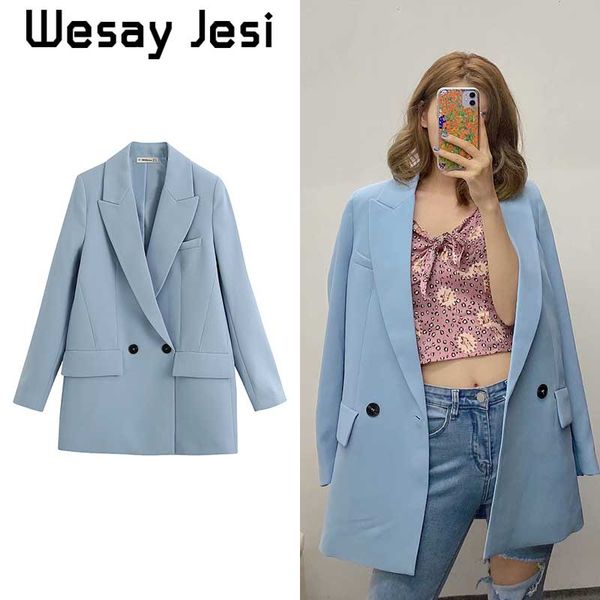 women's jacket vintage single buckle office ladies fashion blue blazer women long sleeve loose oversized female coat plus size, White;black
women's jacket vintage single buckle office ladies fashion blue blazer women long sleeve loose oversized female coat plus size, White;black