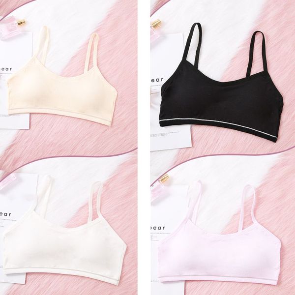 young girls solid color cotton training bra immovable padded thin up sports underwear wire seamless stripes bralette, Blue
young girls solid color cotton training bra immovable padded thin up sports underwear wire seamless stripes bralette, Blue