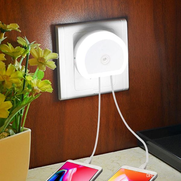 Led Dual Usb Port Motion Sensor Night Light With Wall Charger Plug Dusk To Dawn Sensor Wall Light