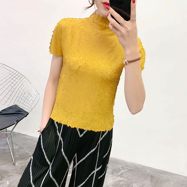 summer t-shirt women plus size 2020 new stretch miyake pleated solid color half turtleneck short sleeves loose casual short, White
summer t-shirt women plus size 2020 new stretch miyake pleated solid color half turtleneck short sleeves loose casual short, White