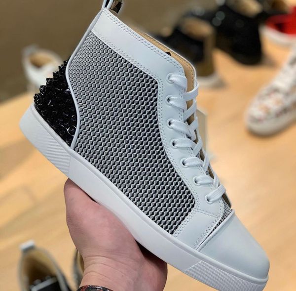 brands 2020 men women casual shoes designer spikes iii red bottoms studded mesh leather fashion sneakers eu35-47, Black
brands 2020 men women casual shoes designer spikes iii red bottoms studded mesh leather fashion sneakers eu35-47, Black