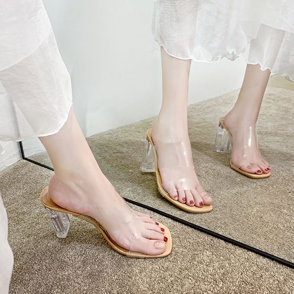eoeodoit 2020 summer high heel slippers open toe square heel crystal heels transparent pumps sandals fashion shoes 7cm 9cm, Black
eoeodoit 2020 summer high heel slippers open toe square heel crystal heels transparent pumps sandals fashion shoes 7cm 9cm, Black