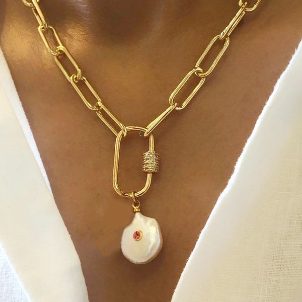 women fashion pearl pendant necklace unique oval chain 2020 new gothic style personalized buckle pendant collar couple jewelry, Silver
women fashion pearl pendant necklace unique oval chain 2020 new gothic style personalized buckle pendant collar couple jewelry, Silver