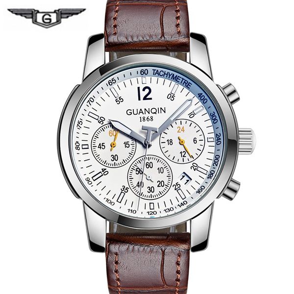guanqin 2019 clock men business watch quartz watch waterproof sport watch brand luxury leather 316l steel relogio masculino, Slivery;brown
guanqin 2019 clock men business watch quartz watch waterproof sport watch brand luxury leather 316l steel relogio masculino, Slivery;brown