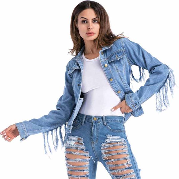 2019 spring big hole denim jackets women plus size long sleeve single-breasted tassel casual female short jeans outwear 405, Black;brown
2019 spring big hole denim jackets women plus size long sleeve single-breasted tassel casual female short jeans outwear 405, Black;brown